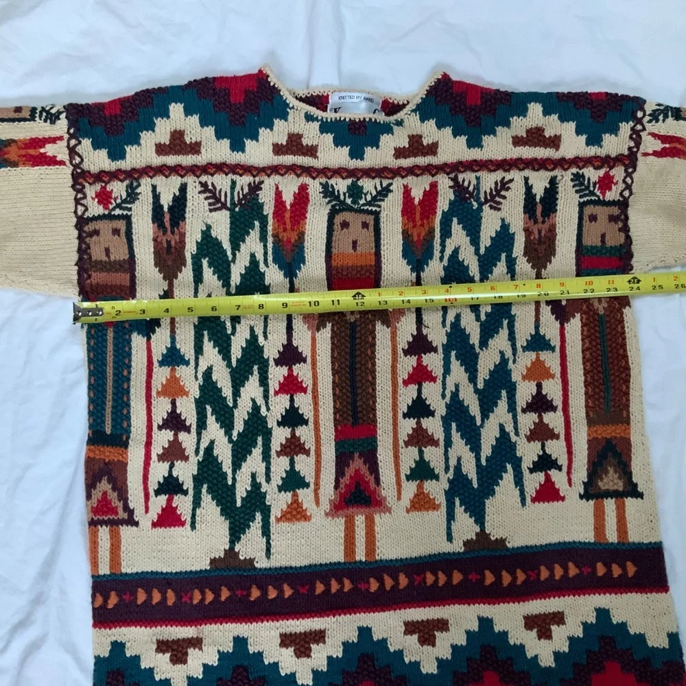 Hand Knit Southwestern Sweater by Knitting Needles (size L) - Picture 5 of 6